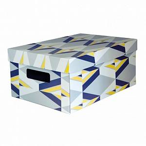 Складная коробка с крышкой "Graphic Color", Д350 Ш250 В150, серый, синий, желтый, SZ-02 M фото на сайте Сантехбум