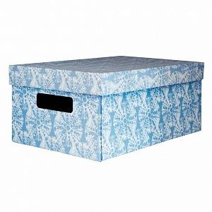 Складная коробка с крышкой "Nature Sea", Д350 Ш250 В150, белый, голубой, SZ-01 M фото на сайте Сантехбум