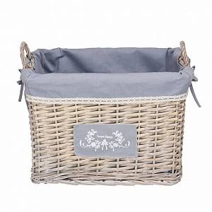 Корзина стеллажная высокая с ручками "Лён", Д440 Ш335 В300, серый, EW-17 L фото на сайте Сантехбум