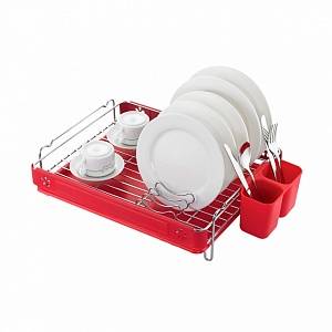 Посудосушитель настольный одноярусный хром/красный, Lemax LF-145 фото на сайте Сантехбум
